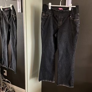 🛑 1 hour sale. Woman Within, black gray pullup jeans, stretchy waist, 14W petite